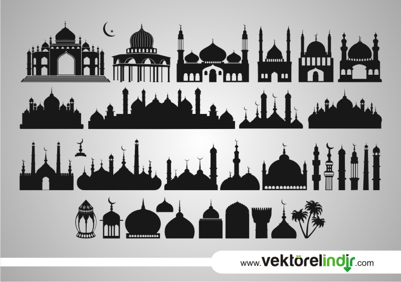 İslami Yapıtlar, Vektörel Cami, Minare, Silület